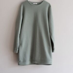 MISELON Sage Green Long Sleeve oversized sweatshirt dress
